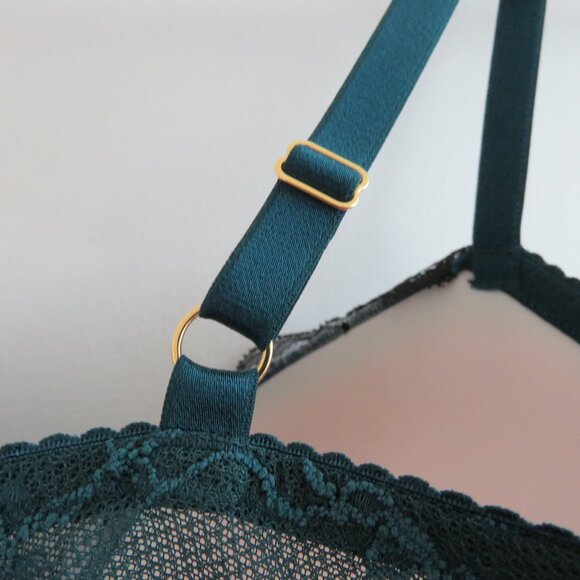 VICTORIA'S SECRET Very Sexy Push Up Corset Bra Green Satin Lace - Size 34DD NWT - Picture 10 of 16